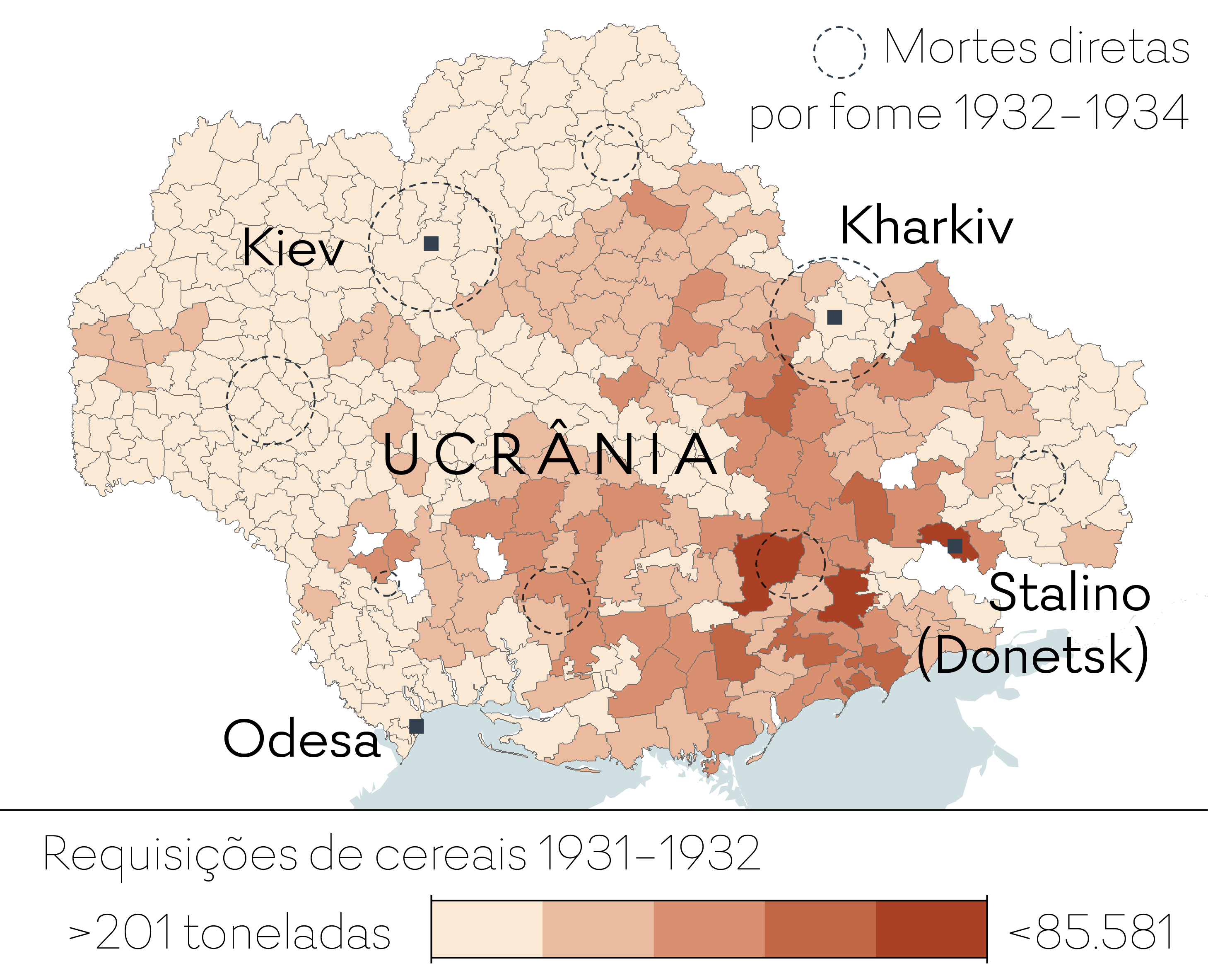 Requisições de cereais 1931-1932 em toneladas por divisão administrativa